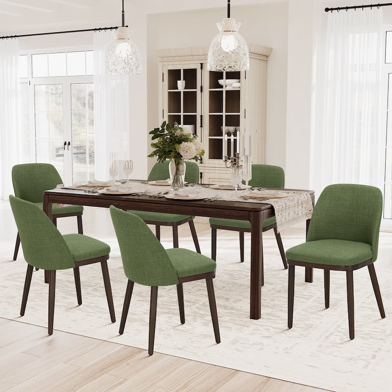 Set of 2 Upholstered Wood Dining Chairs for Dining Room, Restaurant