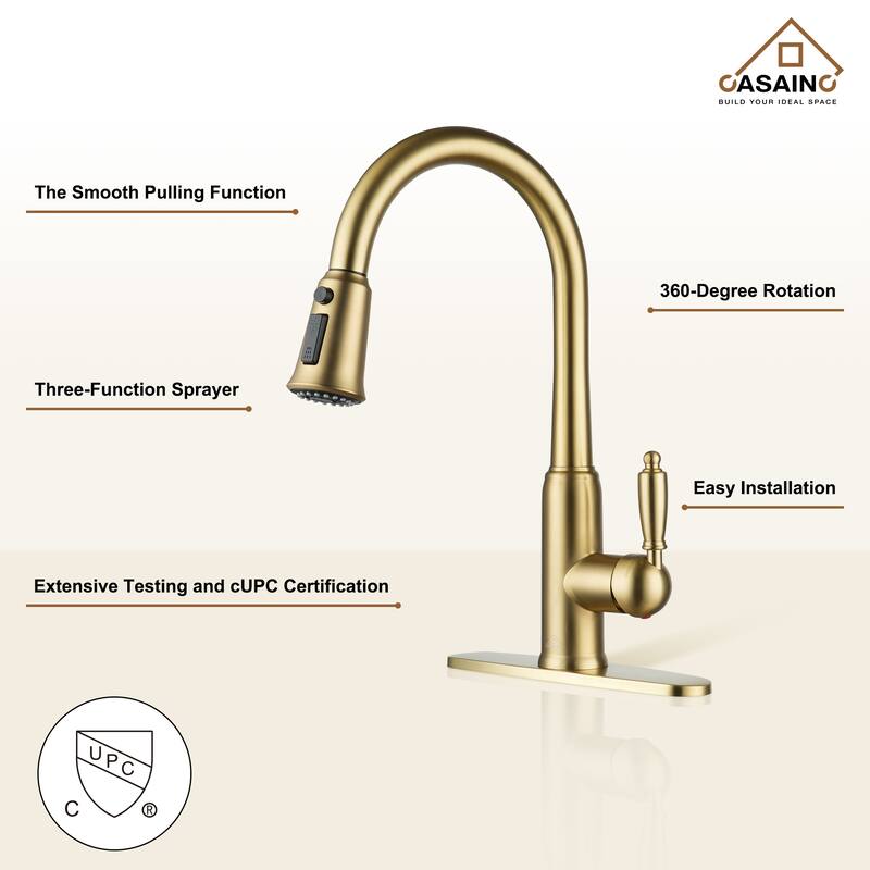 Single Handle Pull-Down Sprayer Kitchen Faucet