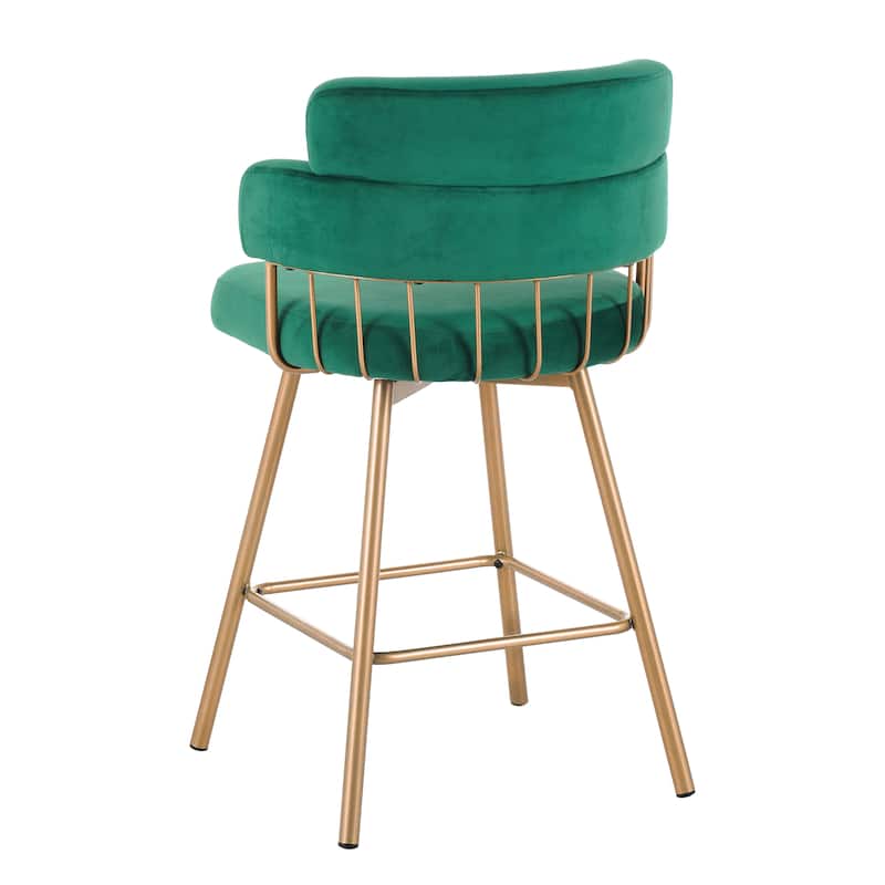 Christopher Knight Home Bremen 180°Swivel 26" Velvet Counter Stools with Metal Legs (Set of 2)