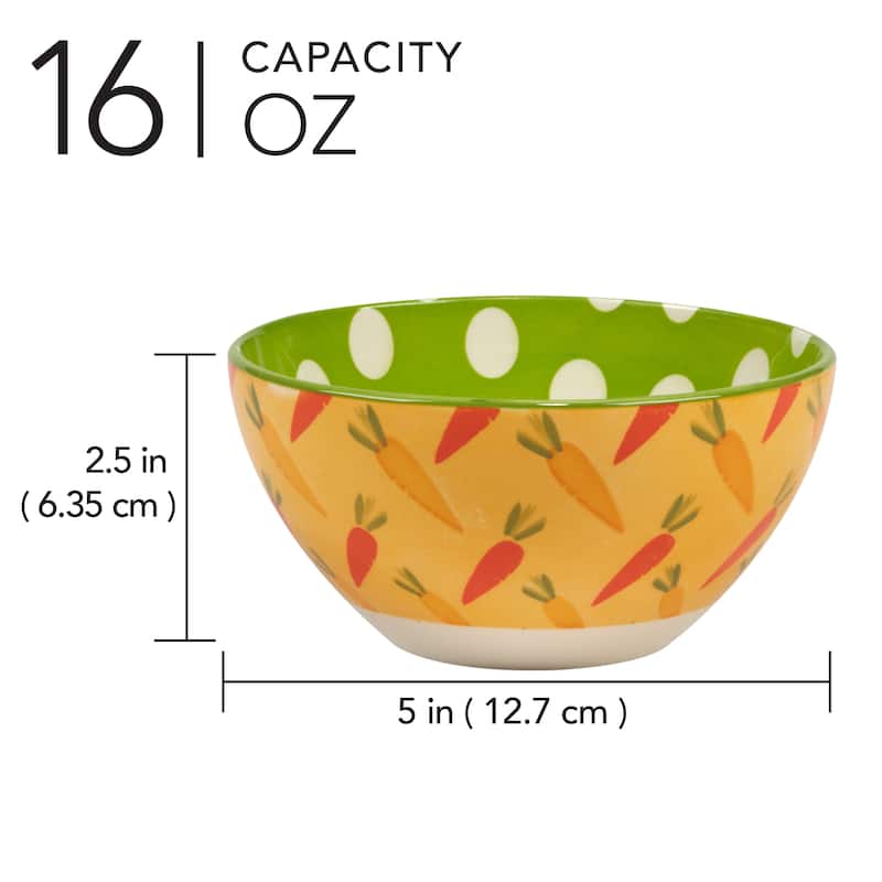 Certified International Easter Pad Print 16 oz. Bowls, Set of 6 - 5" Dia. x 2.5"