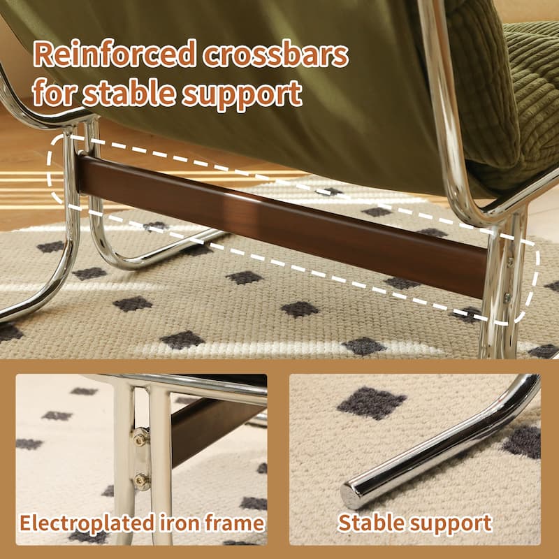 Modern Upholstered Accent Chair with Chrome Metal Frame for Living Room & Office