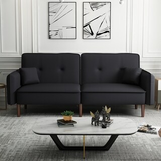 Modern Convertible Sofa Bed Fabric Sofa Chair with Wood Legs in Cotton ...