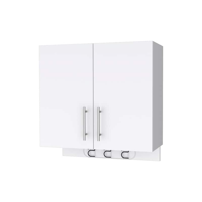 HomeRoots 26" White Accent Cabinet With One Shelf - 26.40 in. x 27.20 in. x 12.40 in.