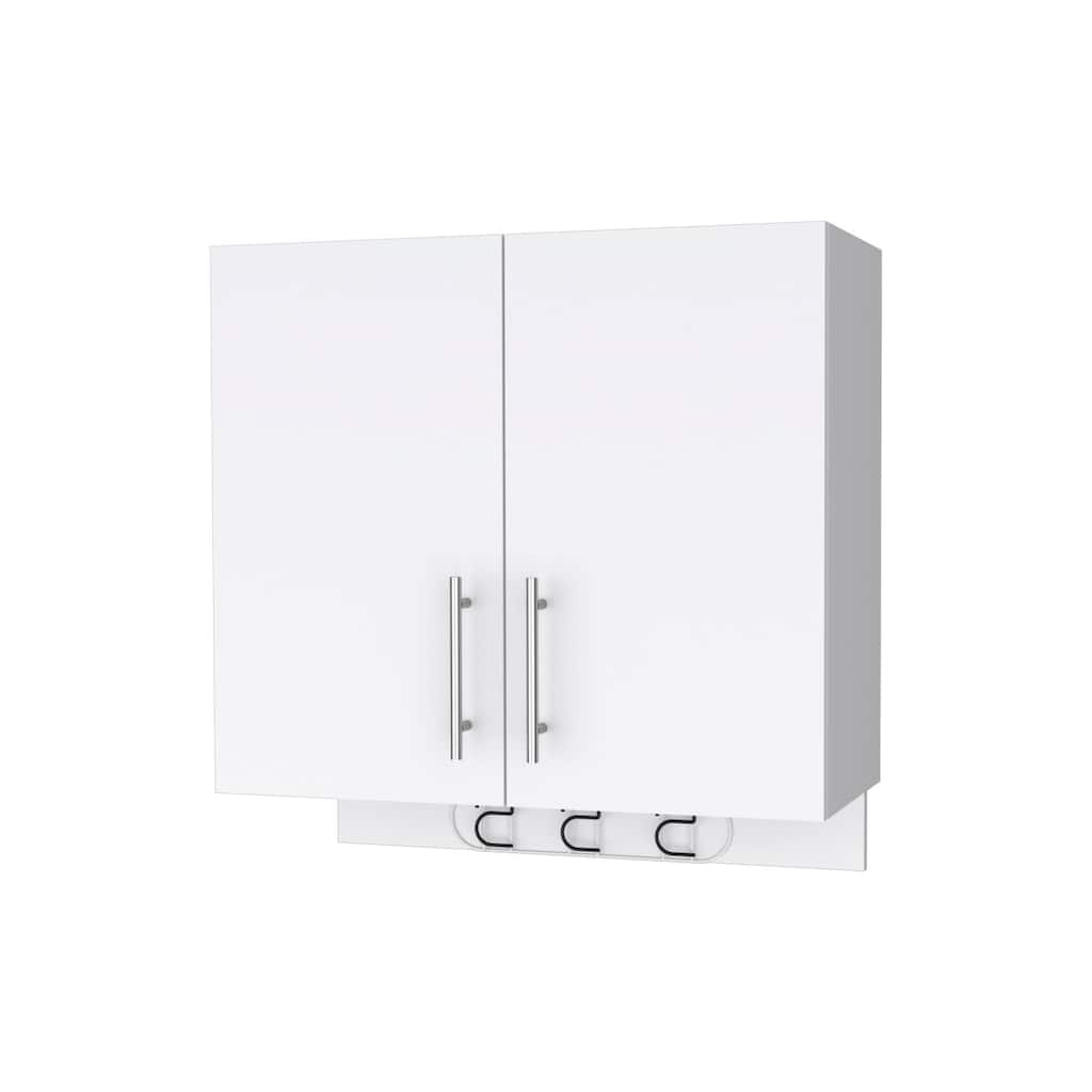 HomeRoots 26" White Accent Cabinet With One Shelf - 26.40 in. x 27.20 in. x 12.40 in.