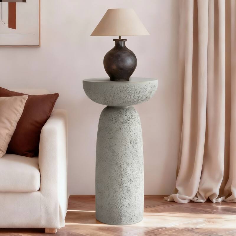 Travertine Stone Finish End Table Accent Side Table