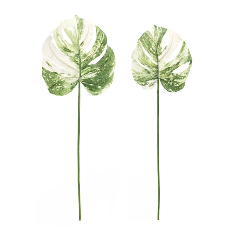 Artificial Variegated Philo Leaf Stem Spray - 29" - Set of 12