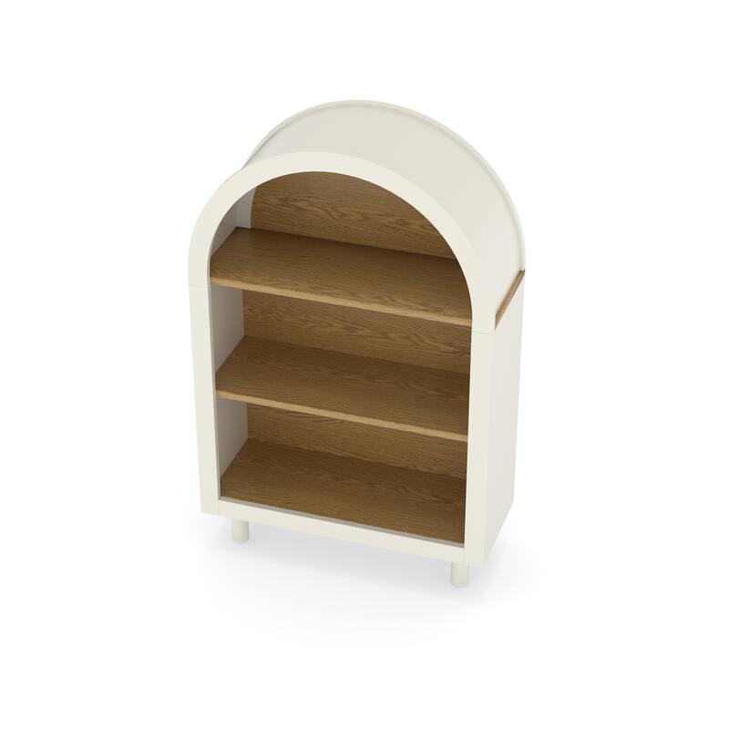 GDFStudio - Avery Elegant Arched Small Bookcase with Modern Storage Solutions - 3-Tier Storage