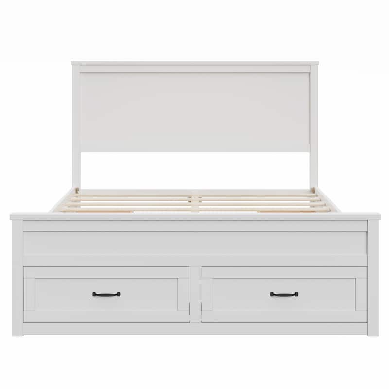 Queen Size Modern Platform Bed with 6 Drawers & Tall Headboard, Wood Storage Bed Frame with Slats Support, No Box Spring Needed