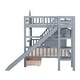 preview thumbnail 31 of 64, Full over Full Size Solid Wood Castle Style Bunk Bed with 2 Drawers 3 Shelves and Slide for Kids, Bedroom