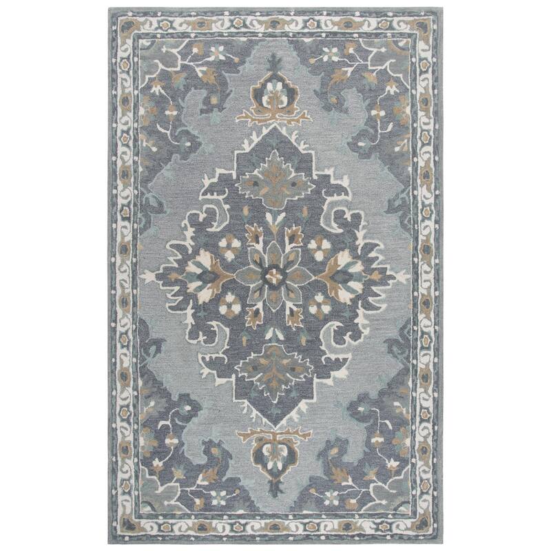 Alora Decor Cascade Floral Medallion Hand-Tufted Wool Area Rug - 8' x 10' - Gray/Beige
