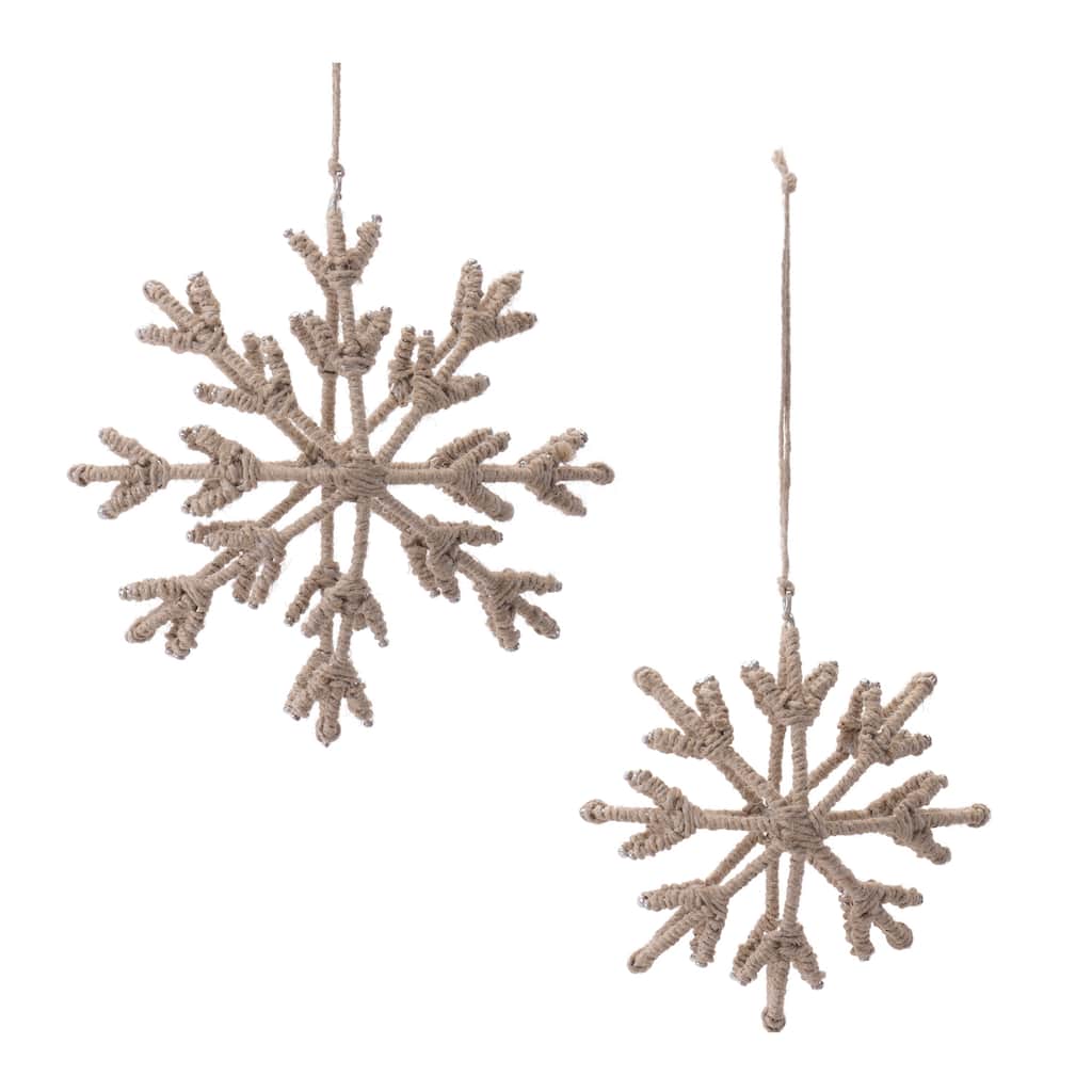 Iron and Jute Snowflake Ornament Set of 4 - 4" & 5"H