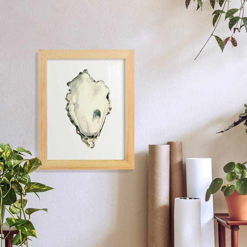 Neutral Oyster Study IV -Framed Print w/glass-Cherry Red