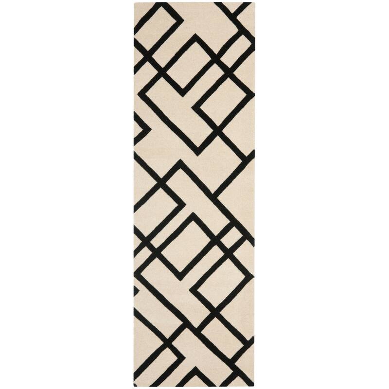 SAFAVIEH Handmade Soho Gulsevim Deco N.Z. Wool Rug - 2'6" x 8' Runner - Beige/Black - Runner