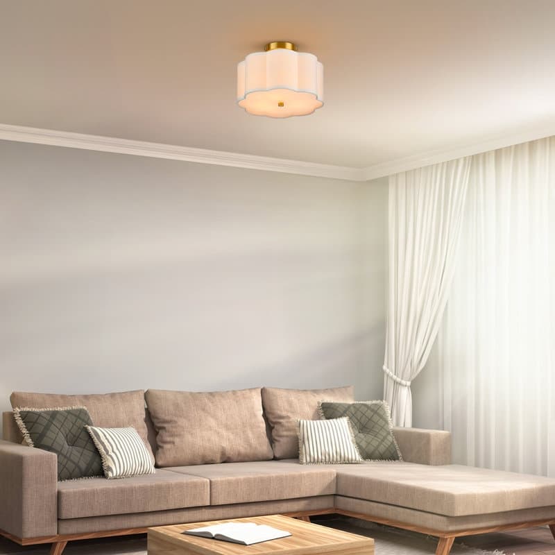 CO-Z 13 in 3-Light Semi Flush Mount Ceiling Light Fabric - 12.6"