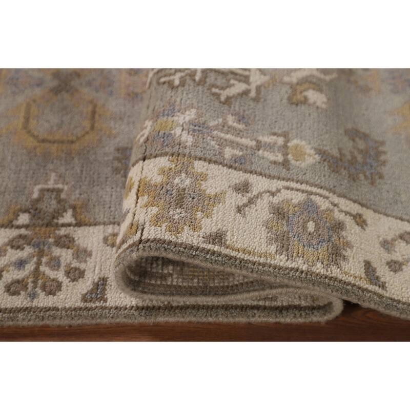 Earth Tone Grey Oushak Oriental Runner Rug Handmade Wool Carpet - 2'7"x 7'10"