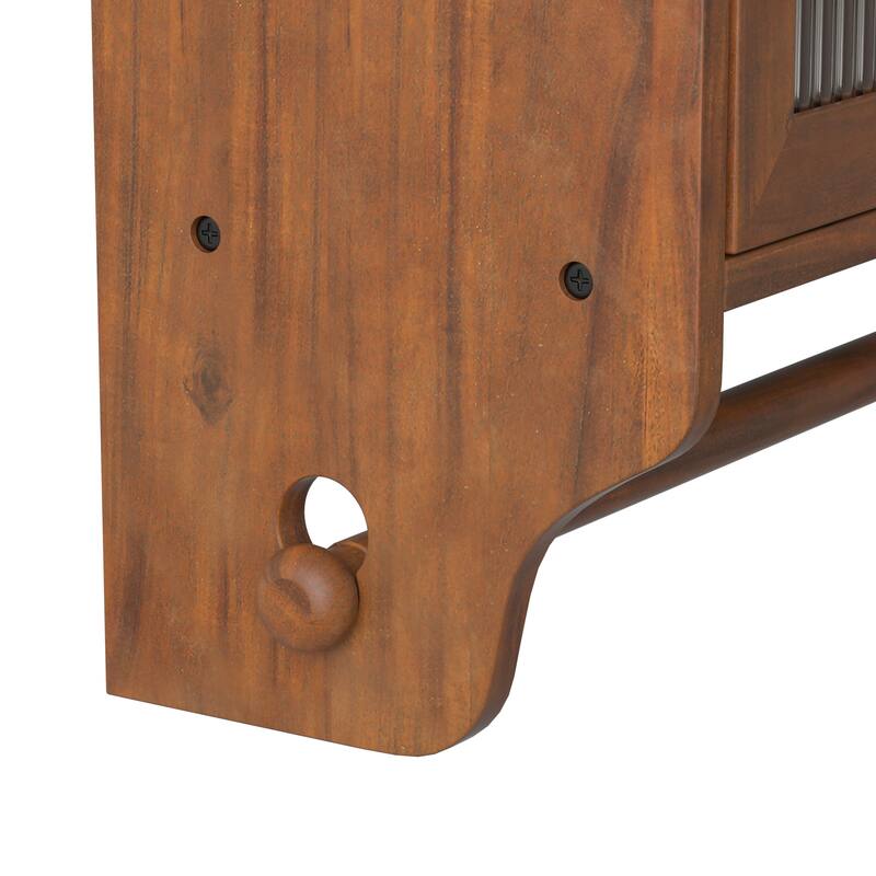 Vintage Style Glass Door Wall Cabinet with Three Tiers of Storage and Towel Racks