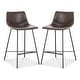 preview thumbnail 10 of 25, Poly & Bark Paxton 24" Seat Height Counter Stool (Set of 2) Brown