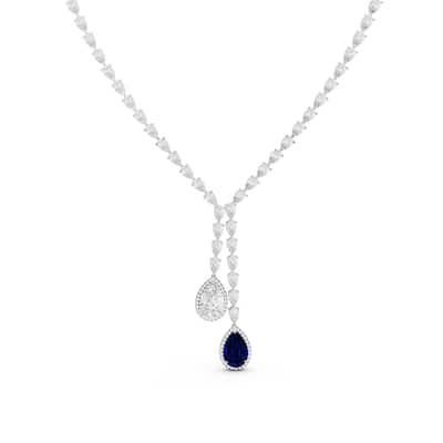 Auriya 14K Gold Lab Grown Diamond Pear Halo Lined Double Lariat Necklace 24 2/5 ct. tw. (F-G VS)