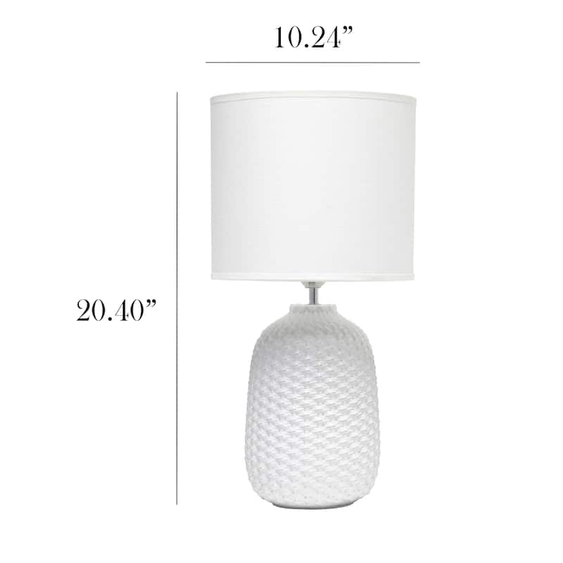 20.4" Purled Texture Lamp with White Fabric Shade