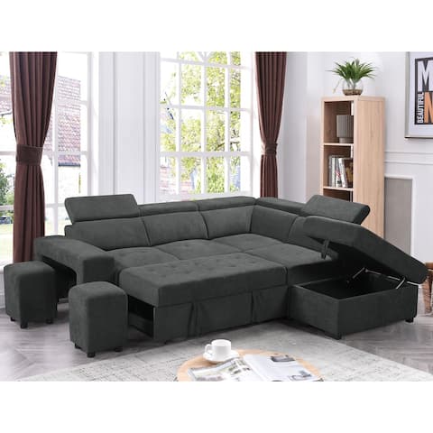 Copper Grove Ajibade Woven Fabric Sleeper Sectional Sofa