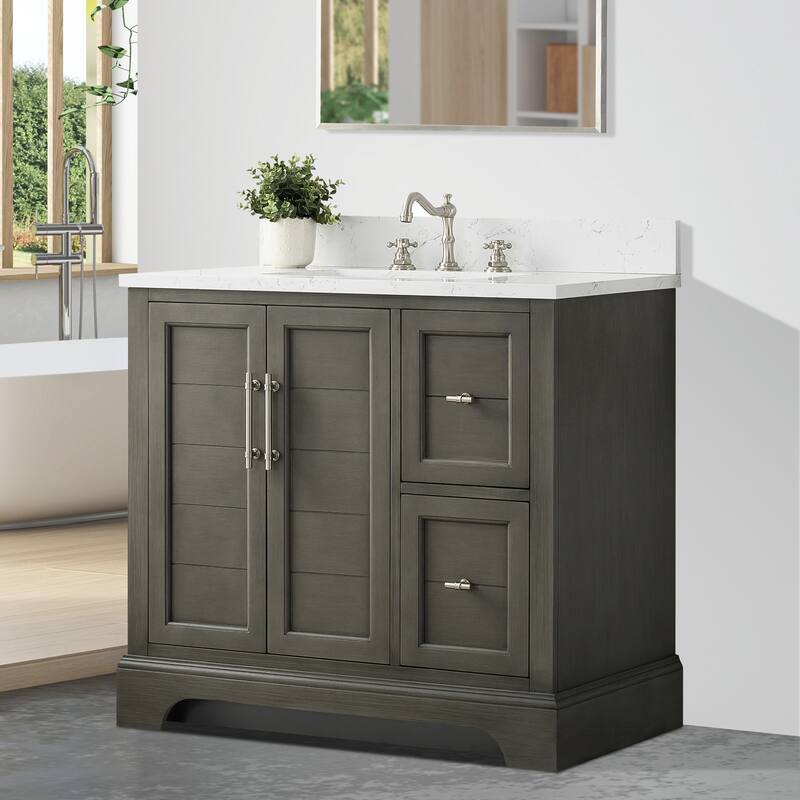 Vanity Art 36" Single Sink Bathroom Vanity with Top & Backsplash