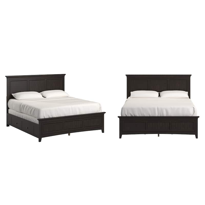 Varenna King Size Wood Panel Platform Storage Bed