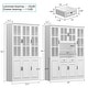 preview thumbnail 38 of 82, White Buffet Sideboard & Curio Bookcase Cabinet with Glass Doors