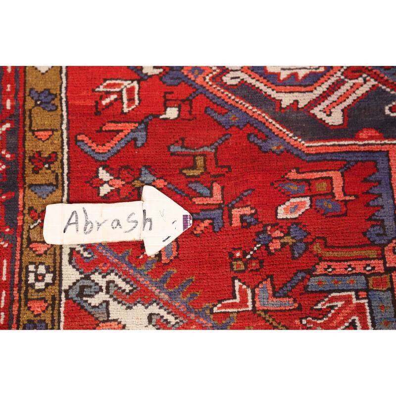 Hand Knotted Oriental 100% Wool Carpet Traditional Medallion Red Heriz Area Rug - 9' 1'' X 7' 3''
