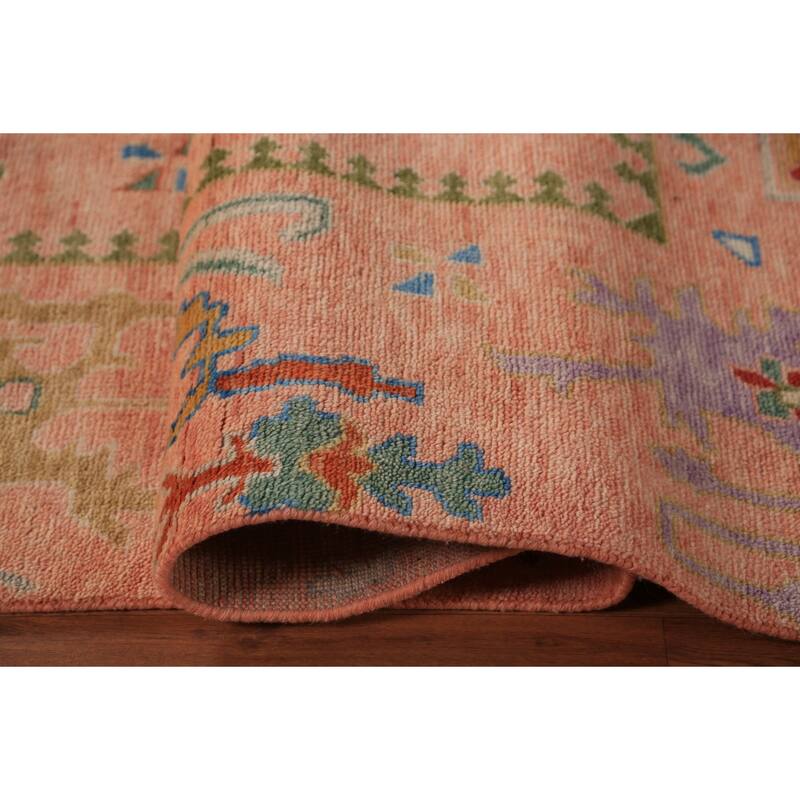 Oushak Indian Area Rug Hand-Knotted Floral Wool Carpet - 8'11"x 11'11"