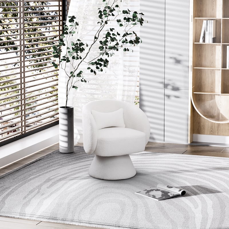 Ouyessir Teddy Sherpa Upholstered Swivel Cuddle Barrel Sofa Chairs