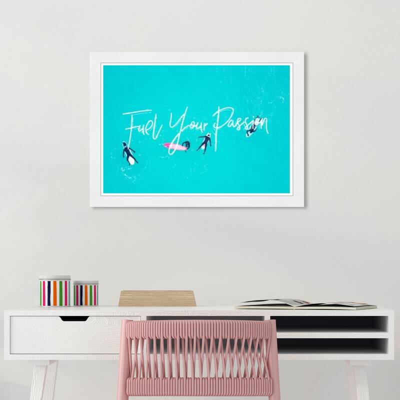 Wynwood Studio Prints Sports and Teams Fuel Your Passion Blue and Turquoise Nautical & Coastal Wall Art Canvas Print - White