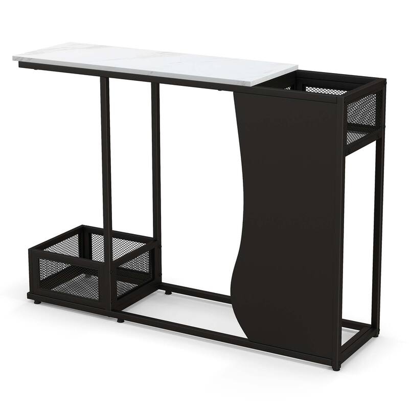 Costway 43.5'' Console Table with Faux Marble Top & 2 Storage - See Details