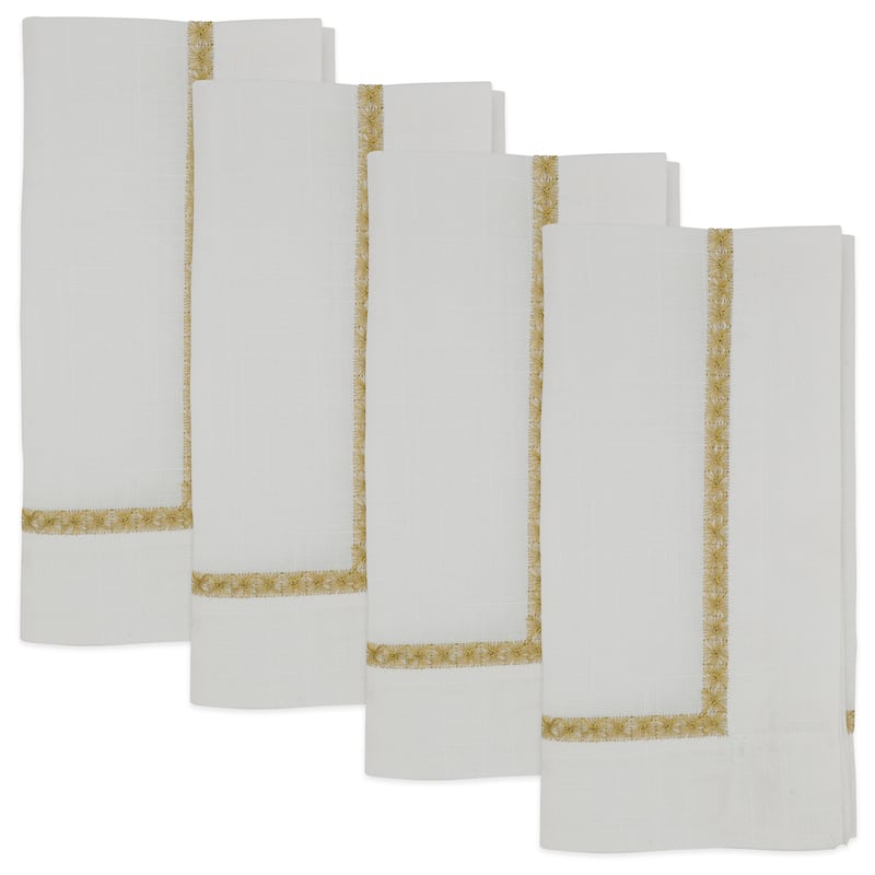 Napkins With Embroidered Border Design (Set of 4)