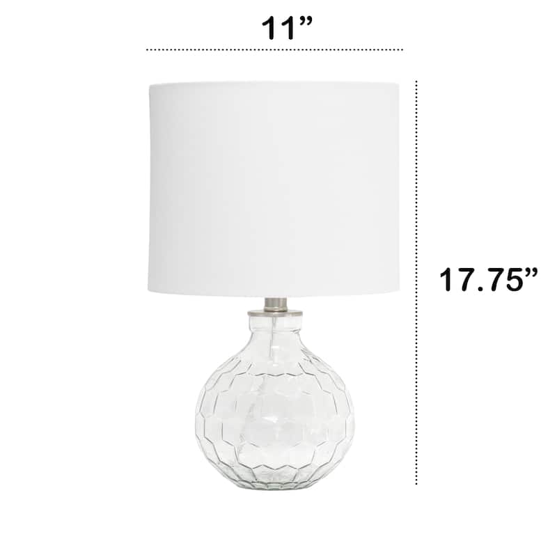 17.75" Engraved Honeycomb Glass Table Desk Lamp with Fabric Shade