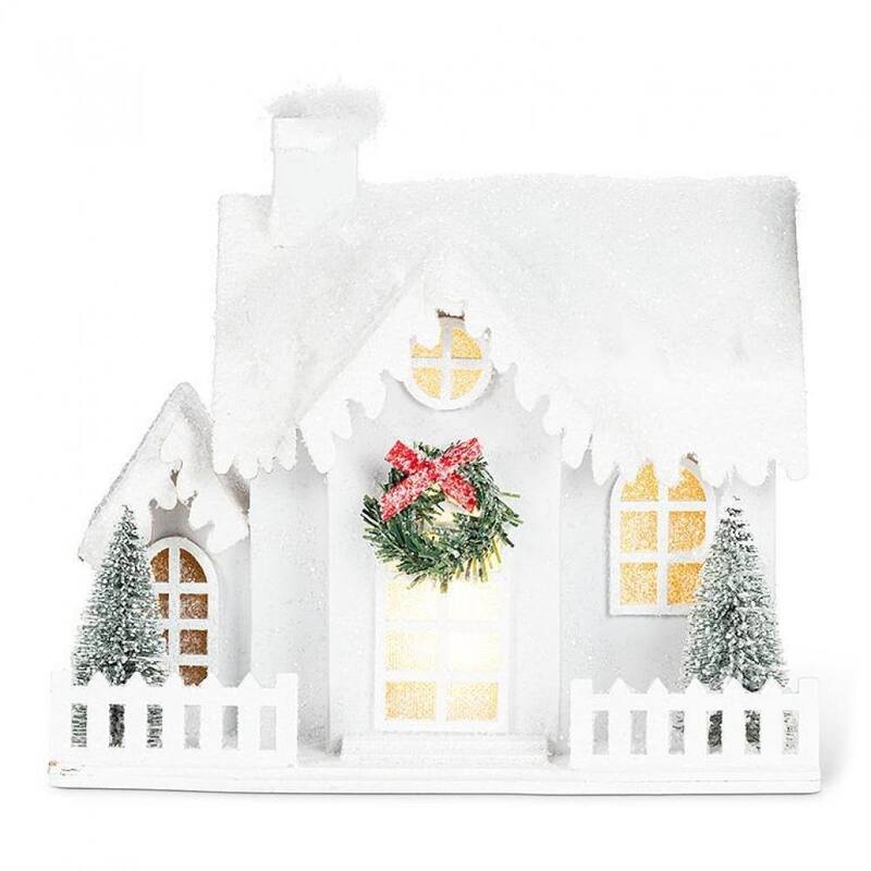 Snowy House With Led Lights Decoration
