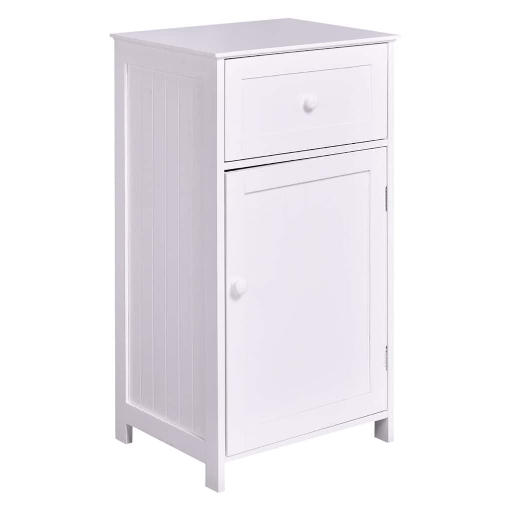 Wooden Bathroom Cabinet with Drawer and Adjustable Shelf for Toiletries and Towels Storage - 17" x 13.5" x 30.5"