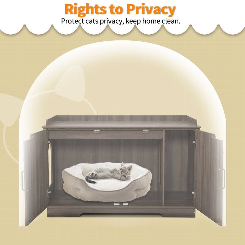 MCombo X-Large Cat Litter Box Furniture Hidden with Top Opening & Divider, Particle Board, CT37