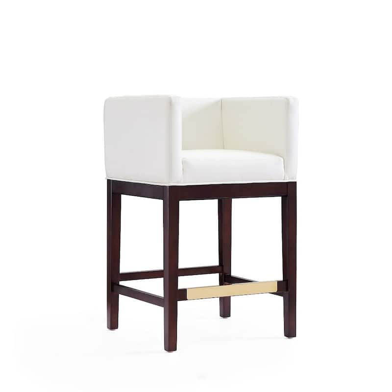 Manhattan Comfort Kingsley Dark Walnut Wood Counter Height Bar Stool (Set of 3)