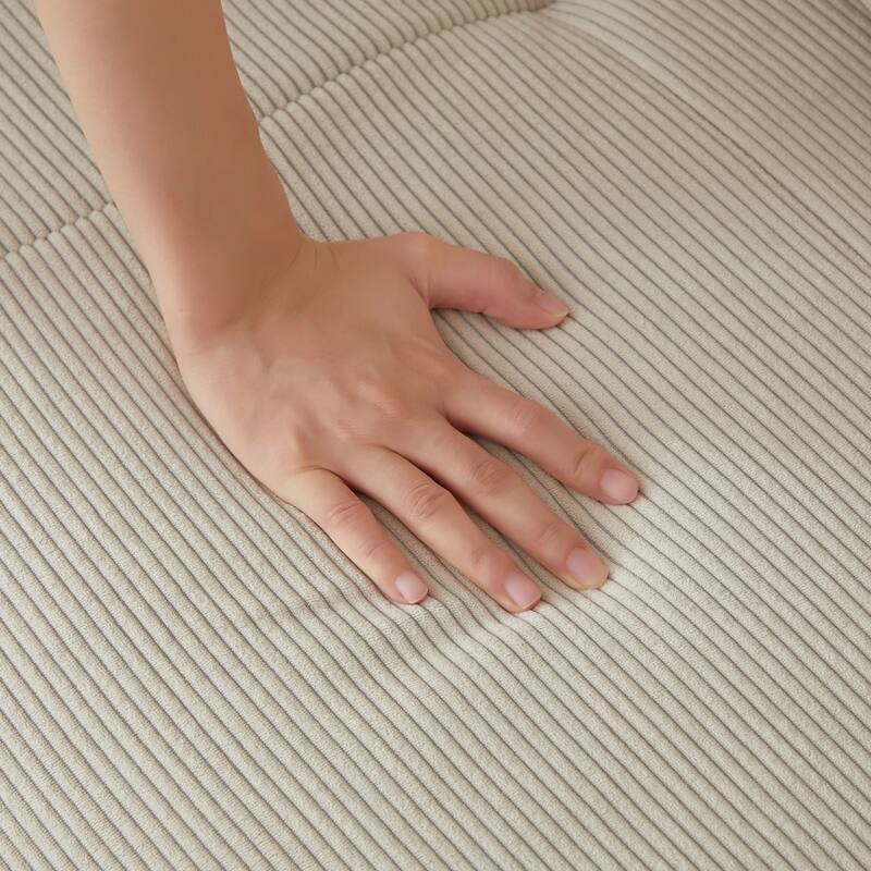 113" Modern L-Shaped Corduroy Modular Sectional Sofa with Movable Ottoman