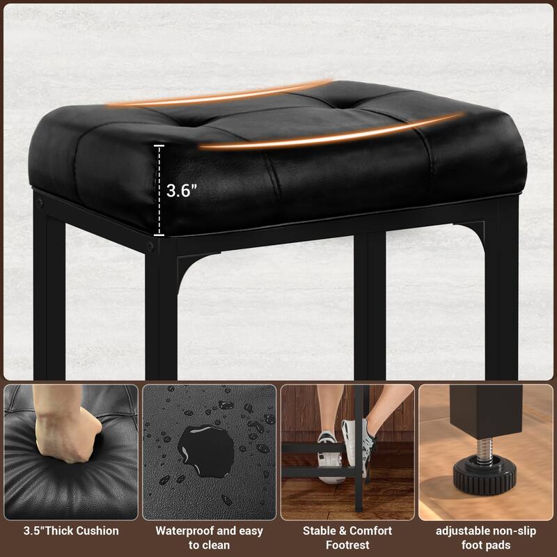Counter-Height Stools Saddle Stool, PU Leather Barstools with Metal Base, Soft Cushion