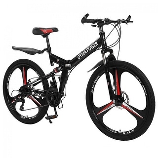 26 Inch 2-1-Speed Folding Mountain Bike Bicycle Full Suspension