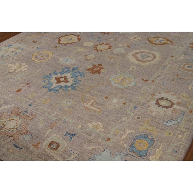 Hand Knotted Oriental 100% Wool Carpet Transitional All-Over Beige & Ivories Oushak Area Rug - 10' 2'' X 8' 0''