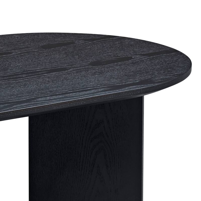 Compact 39.37" Modern Coffee Table with Sturdy Pedestal Base, MDF for Small Living Room & Bedroom - Black