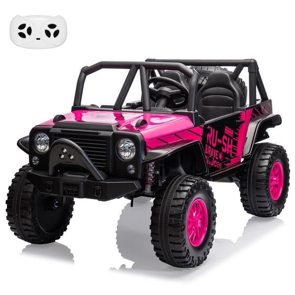 slide 2 of 28, 24V 2 Seater Kids Ride On Car Truck with Remote Control Pink