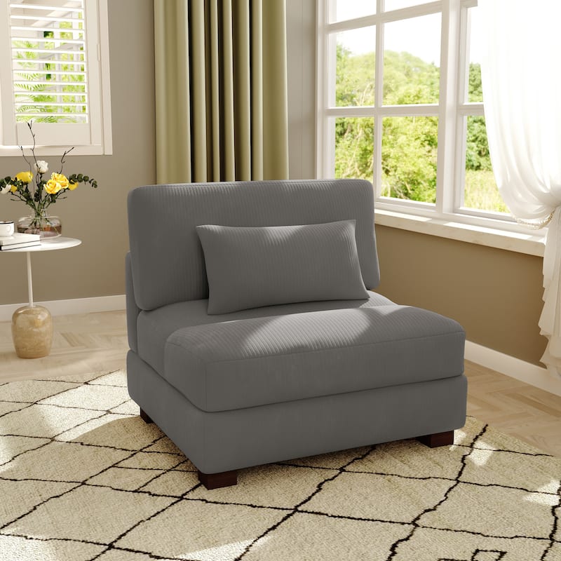 Modern Corduroy Modular Couch Sectional Sofa With Pillows