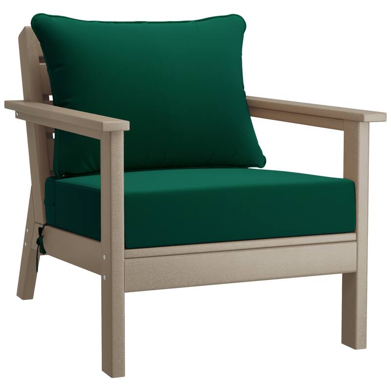 Birchwood All Weather HDPE Outdoor Patio Weathered Wood Deep Seating Conversation Set (5-Piece Set)