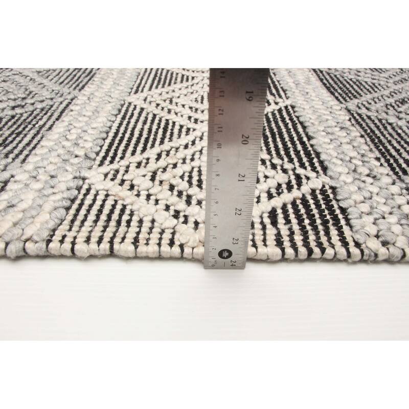 ECARPETGALLERY Braid weave Sienna Grey Wool Rug - 5'2 x 7'8