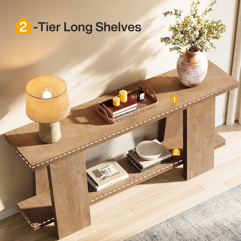 70.8 Inches Large Console Table with Storage Shelf for Entryway