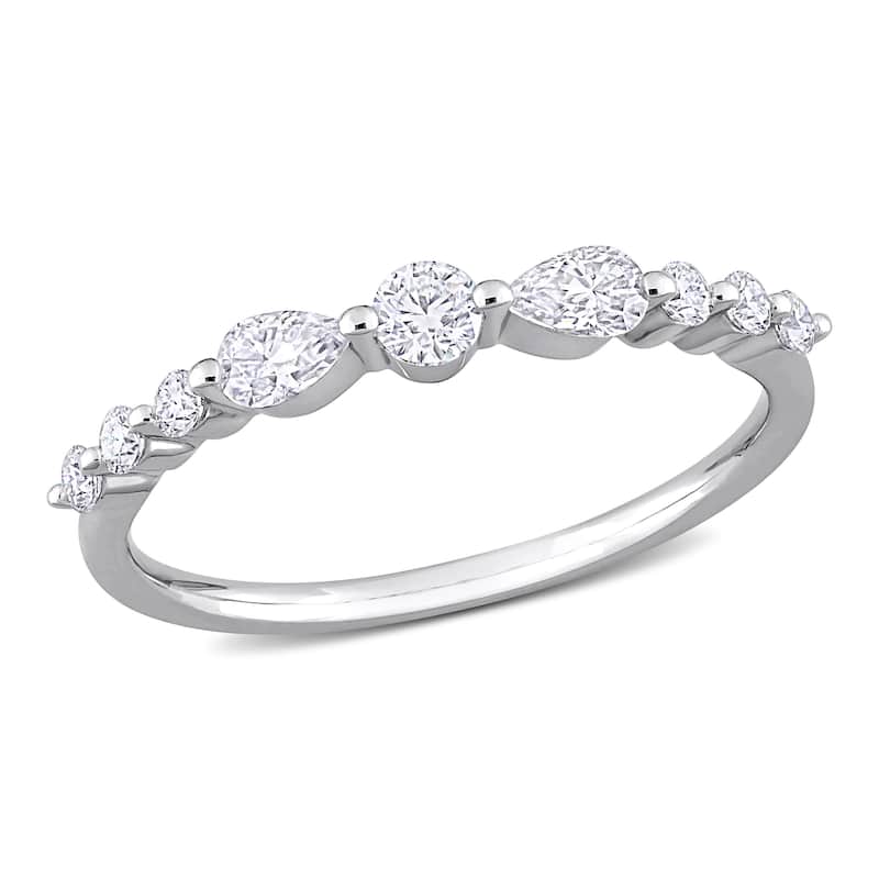 Miadora 2/5ct DEW Moissanite Semi-Eternity Ring in Sterling Silver