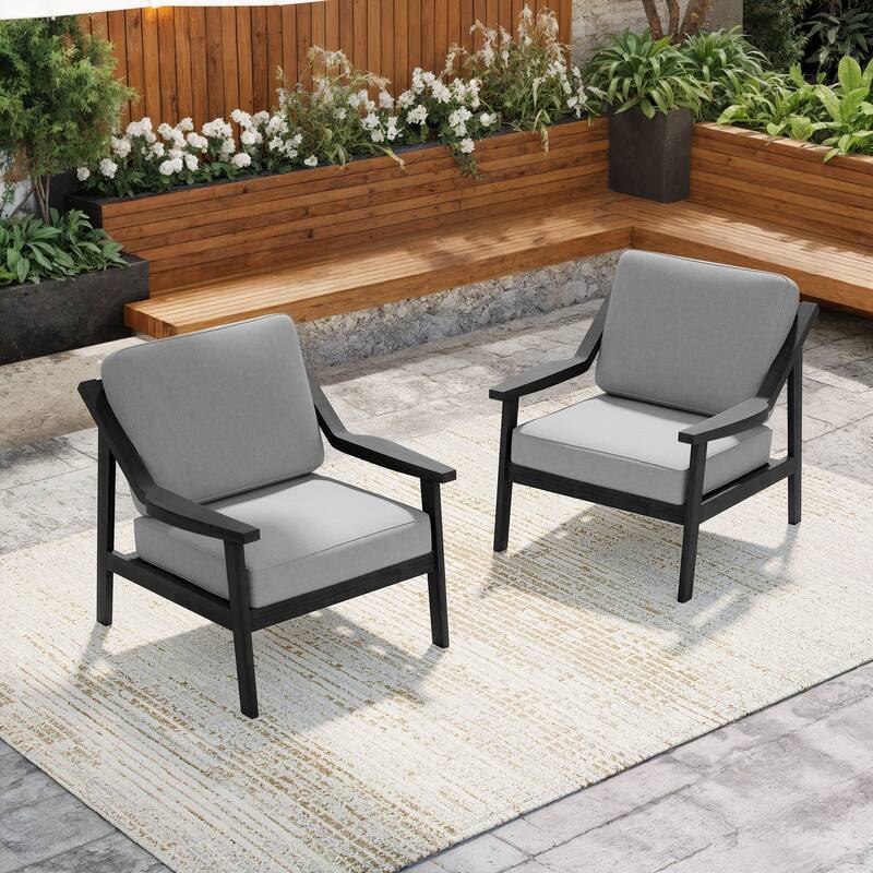 Solid Wood Outdoor Arm Chair Loveseat with Cushion